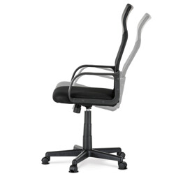 Kancelárska stolička, poťah čierna ekokoža a čierna sieťovina MESH, hojdací mechanizmus