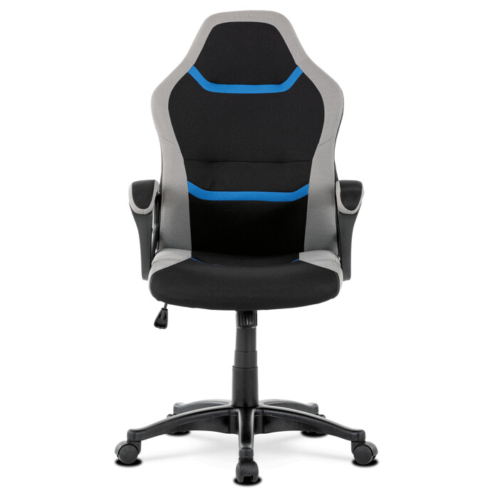 Kancelárska a herná stolička, poťah - modrá, sivá a čierna látka, hojdací mechanizmus - KA-L611 BLUE