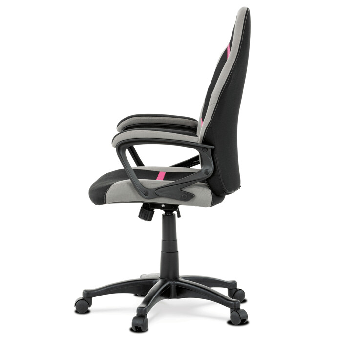 Kancelárska a herná stolička, poťah -  ružová, sivá a čierna látka, hojdací mechanizmus - KA-L611 PINK