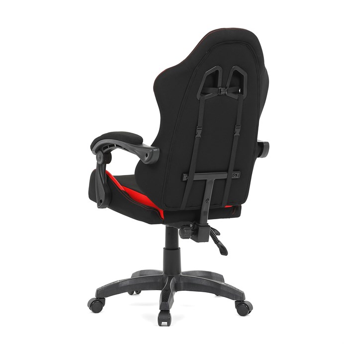 Herné kreslo, permanent contact mechanizmus s polohovou aretáciou, čierna a červená látka, plastový kríž KA-R209 RED