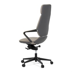 Kancelářské křeslo, šedá ekokůže, houpací mechanismus s aretací ve 4 polohách, kovový kříž, kolečka pro tvrdé povrchy