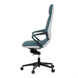 Kancelářské křeslo, zelená ekokůže, houpací mechanismus s aretací ve 4 polohách, kovový kříž, kolečka pro tvrdé povrchy