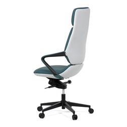 Kancelářské křeslo, zelená ekokůže, houpací mechanismus s aretací ve 4 polohách, kovový kříž, kolečka pro tvrdé povrchy