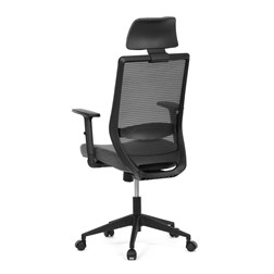 Židle kancelářská, černá MESH síťovina, černá látka, plastový kříž, synchronní mechanismus, kolečka pro tvrdé povrchy