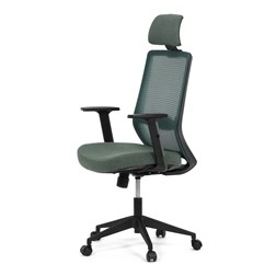 Židle kancelářská, zelená MESH síťovina, zelená látka, plastový kříž, synchronní mechanismus, kolečka pro tvrdé povrchy