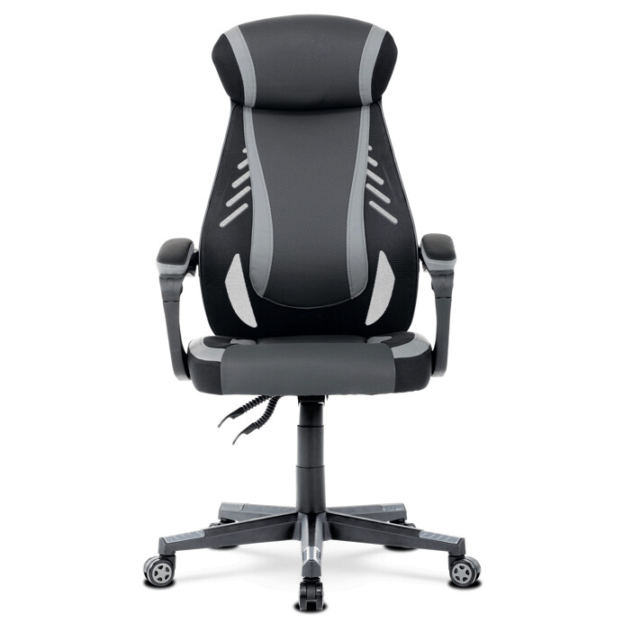 Herné kreslo, sivá, čierna ekokoža a čierna látka a sieťovina MESH, PCA mech - KA-Y213 GREY