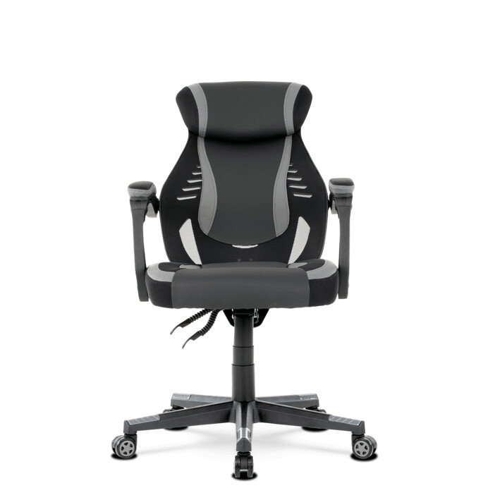 Herné kreslo, sivá, čierna ekokoža a čierna látka a sieťovina MESH, PCA mech - KA-Y213 GREY