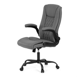 Kancelářská židle, šedá ekokůže, taštičkové pružiny, kovový kříž, kolečka na tvrdé podlahy