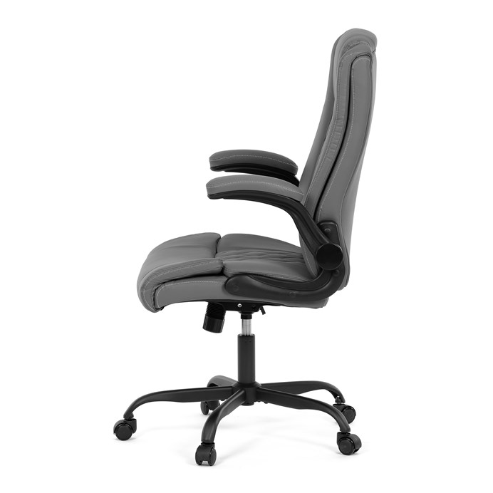 Kancelárska stolička, hojdací mechanizmus, šedá ekokoža, KA-Y344 GREY