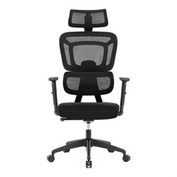 Kancelářská židle, černá síťovina, posuvný opěrák, plastový kříž, kolečka na tvrdé podlahy, 4D područky