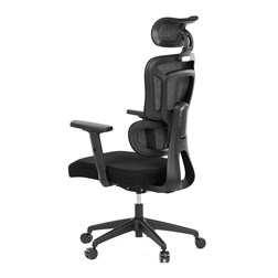 Kancelářská židle, černá síťovina, posuvný opěrák, plastový kříž, kolečka na tvrdé podlahy, 4D područky