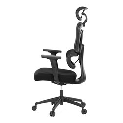 Kancelářská židle, černá síťovina, posuvný opěrák, plastový kříž, kolečka na tvrdé podlahy, 4D područky