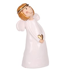 Anděl bílý držící srdce, keramika