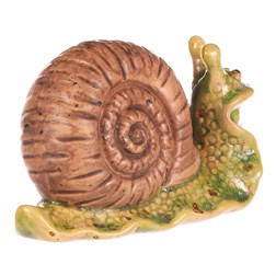 Šnek - keramická dekorace, hnědá ulita