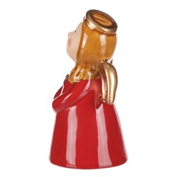 Anděl keramický, červená barva.