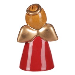 Anděl keramický, červená barva.