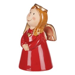 Anděl keramický, červená barva.