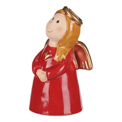 Anděl keramický, červená barva.