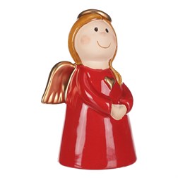 Anděl keramický, červená barva.