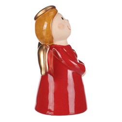 Anděl keramický, červená barva.