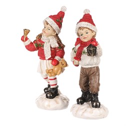 Chlapec nebo dívka v červeném - větší, polyresin, cena za 1 ks.