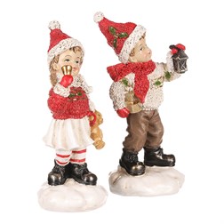 Chlapec nebo dívka v červeném - středně velcí, polyresin, cena za 1 ks.