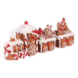 Perníkový vláček se dvěma vagónky - zdobený, polyresin.