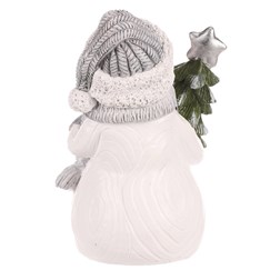 Sněhulák držící stromek - polyresin, LED osvětlení uvnitř.