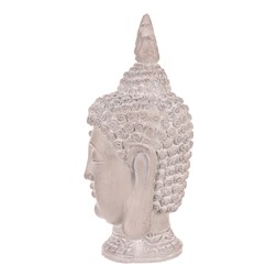 Buddha hlava - dekorace z polyresinu, šedá