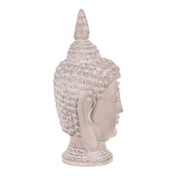 Buddha hlava - dekorace z polyresinu, šedá