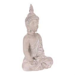 Buddha - soška z polyresinu, šedá