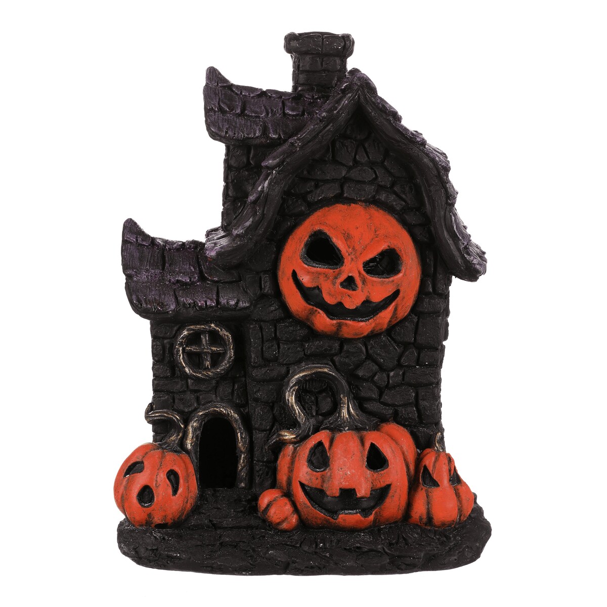 Domček z magnézia - Halloween, LED osvetl., čierny s tekvicami Čierna