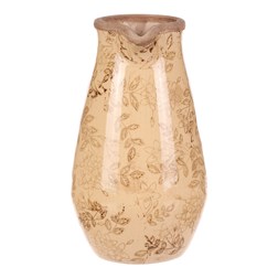 Váza keramická - retro květinový styl, džbánek, tmavě žlutý.