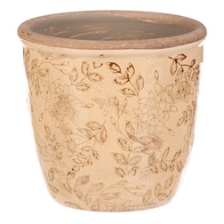 Obal keramický na květiny - retro styl, tmavě žlutý.