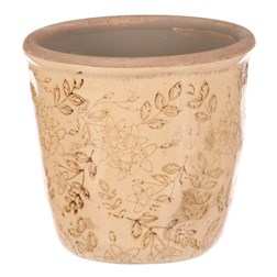 Obal keramický na květiny - retro styl, tmavě žlutý.