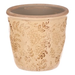 Obal keramický na květiny - retro styl, tmavě žlutý.