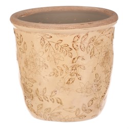 Obal keramický na květiny - retro styl, tmavě žlutý.