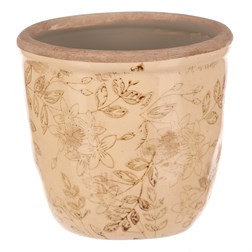 Obal keramický na květiny - retro styl, tmavě žlutý.