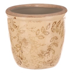 Obal keramický na květiny - retro styl, tmavě žlutý.