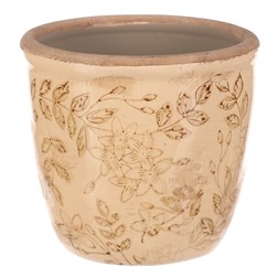 Obal keramický na květiny - retro styl, tmavě žlutý.