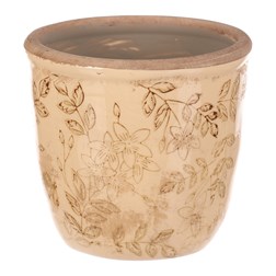 Obal keramický na květiny - retro styl, tmavě žlutý.