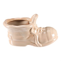 Bota keramická - květinový obal, barva krémová