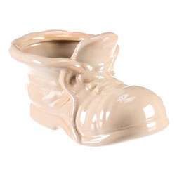 Bota keramická - květinový obal, barva krémová