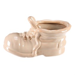 Bota keramická - květinový obal, barva krémová