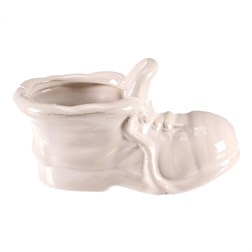 Bota keramická - květinový obal, barva bílá