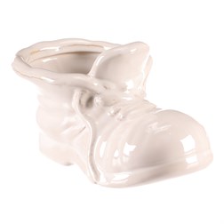 Bota keramická - květinový obal, barva bílá