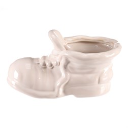 Bota keramická - květinový obal, barva bílá