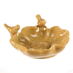 Pítko pro ptáčky - tvar květ, keramika, světle zelené