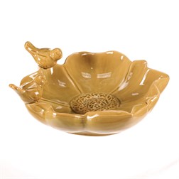 Pítko pro ptáčky - tvar květ, keramika, světle zelené