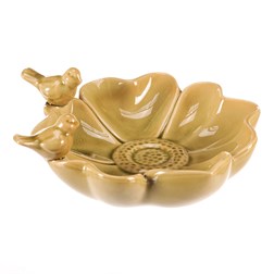 Pítko pro ptáčky - tvar květ, keramika, světle zelené